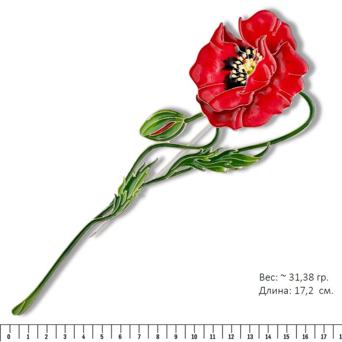 Брошь из серебра Т.Полякова "Мак" (Арт.41543)