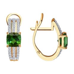 Серьги из золота с бриллиантами и турмалином (Арт.6024262)