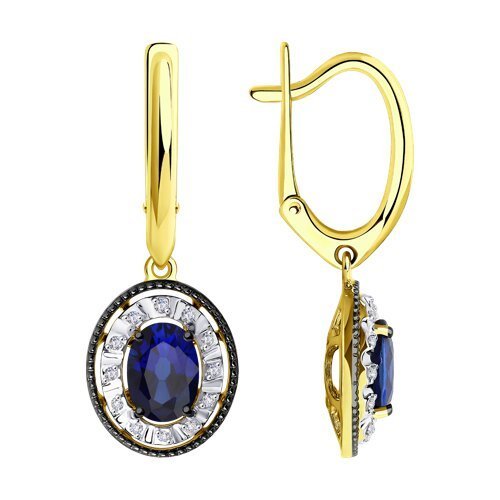 Серьги из желтого золота с сапфирами и бриллиантами (Арт.53-221-01023-1)