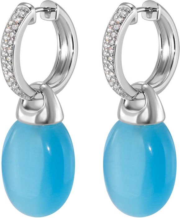 Серьги из серебра с кошачим глазом и куб. цирконием (Арт.fos-1-h-06-s)