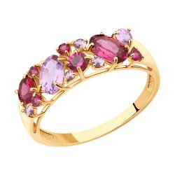 Кольцо золотое пробы 585 с миксом камней (Арт.714175)