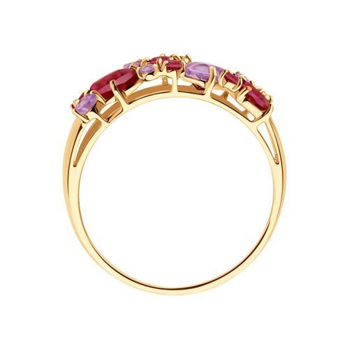 Кольцо золотое пробы 585 с миксом камней (Арт.714175)