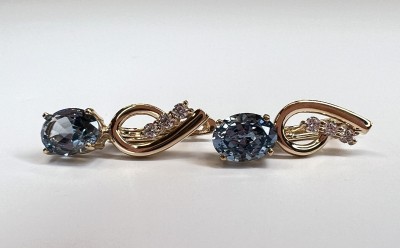 Серьги золотые с фианитом и шпинелью «New colour» Estet (арт.01С2115339-1)