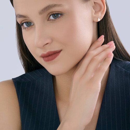 Серьги пусеты золотые пробы 585 с жемчугом (Арт.792463)