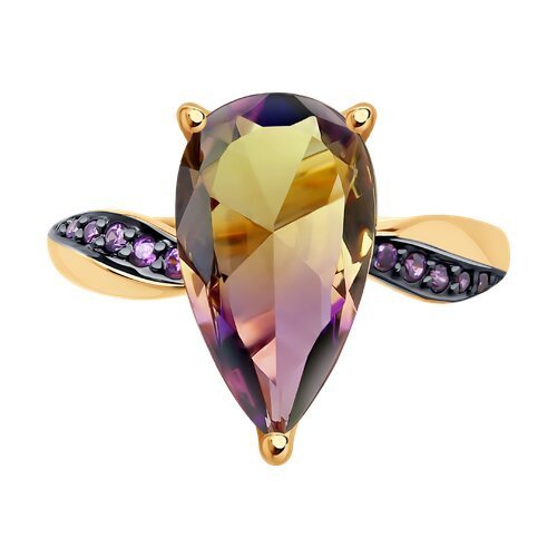 Кольцо золотое с ситаллом и фианитами «Игра заката» SOKOLOV (арт.716896)