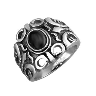 Кольцо с ониксом «Тотем ночи» серебро Estet (арт.У41К400090)