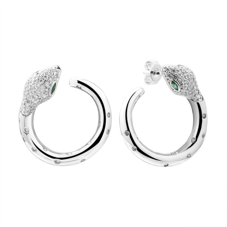Серьги из серебра с фианитом и шпинелью (Арт.cz-e04948-x-w-em-x-w)