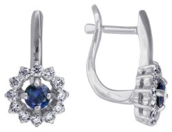 Серьги из золота с бриллиантом и сапфиром Русские Самоцветы (Арт.88234)