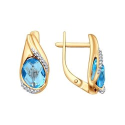 Серьги золотые пробы 585 с топазом (Арт.724164)