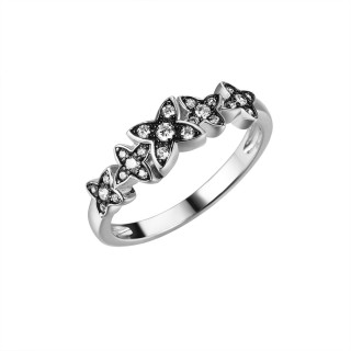 Кольцо серебряное с фианитами «Matrix Flowers» Fresh Jewelry (арт.CZ-R03498-X-WB-W-X-W)