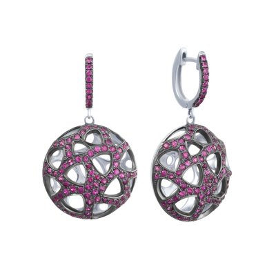 Серьги из белого золота с рубином (Арт.aae_4293_ru_wg)