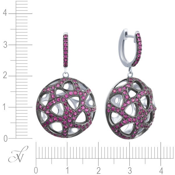 Серьги из белого золота с рубином (Арт.aae_4293_ru_wg)