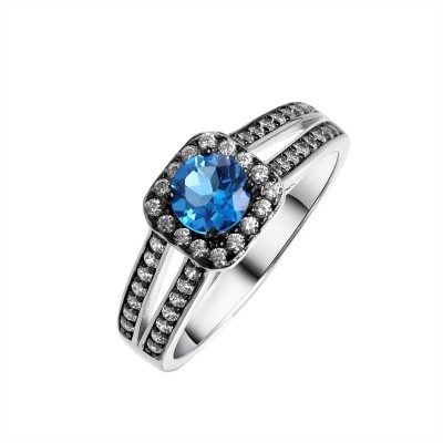 Кольцо с топазом и фианитами «Spring Shine» серебро 925 Fresh Jewelry (арт.PD-R00938-X-WB-LB-X-W)
