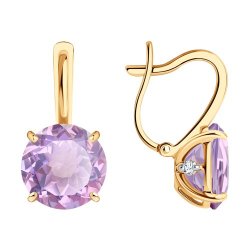 Серьги золотые пробы 585 с аметистом (Арт.727807)