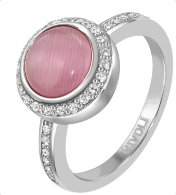 Кольцо из серебра с кошачим глазом и куб. цирконием (Арт.fgr-3-8-h-13-s)