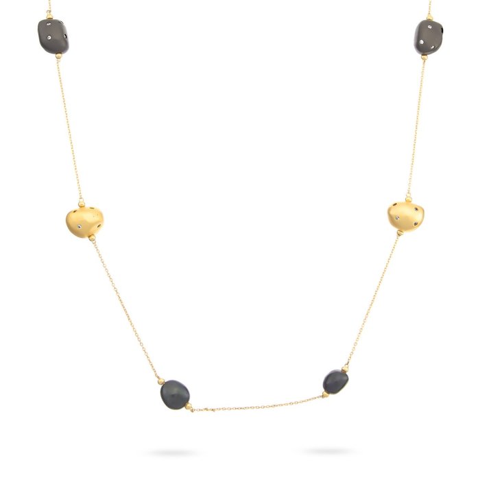 Ожерелье из серебра с жемчугом и куб. цирконием (Арт.rb-n343-2-x-bl-pn-x-w)