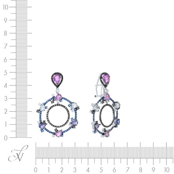 Серьги из белого золота с аквамарином и аметистом (Арт.e02632k_sr_db_sa_am_aq_il_wg)