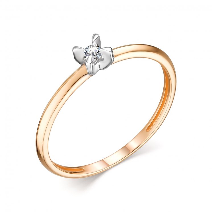Золотое кольцо с бриллиантом Алькор КЮЗ (Золото) 13998-100
