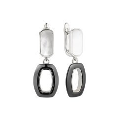 Серьги из серебра с жемчугом и керамикой (Арт.tc-e01688-b-w-pn-x-x)