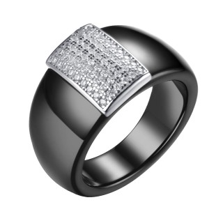 Кольцо серебряное с керамикой и фианитами «Ceramic Shine» Fresh Jewelry (арт.TC-R00252-B-W-X-X-W)