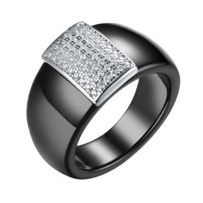 Кольцо из серебра с керамикой и фианитом (Арт.tc-r00252-b-w-x-x-w)