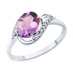 Кольцо из серебра с аметистом и фианитами (Арт.94-310-00185-3)