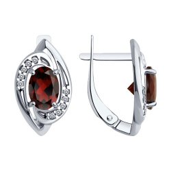 Серьги из серебра с гранатами и фианитами (Арт.94-320-02685-3)