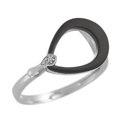 Кольцо из серебра с керамикой и куб. цирконием (Арт.tm-r01047-b-w-x-x-w)
