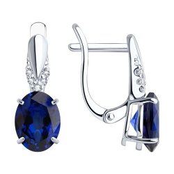 Серьги из серебра с корундами и фианитами (Арт.88020002)