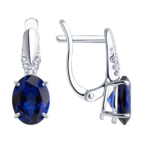 Серьги из серебра с корундами и фианитами (Арт.88020002)