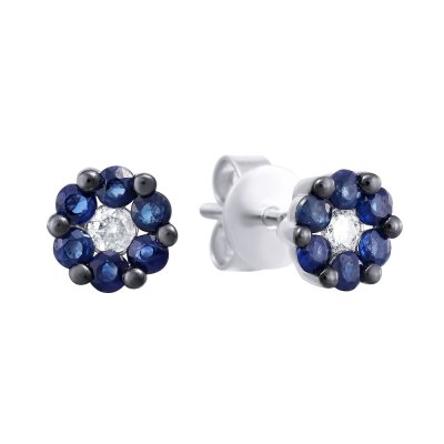 Серьги из белого золота с бриллиантом и сапфиром (Арт.me30424f-50-wd-bs_sr_sa_wg)