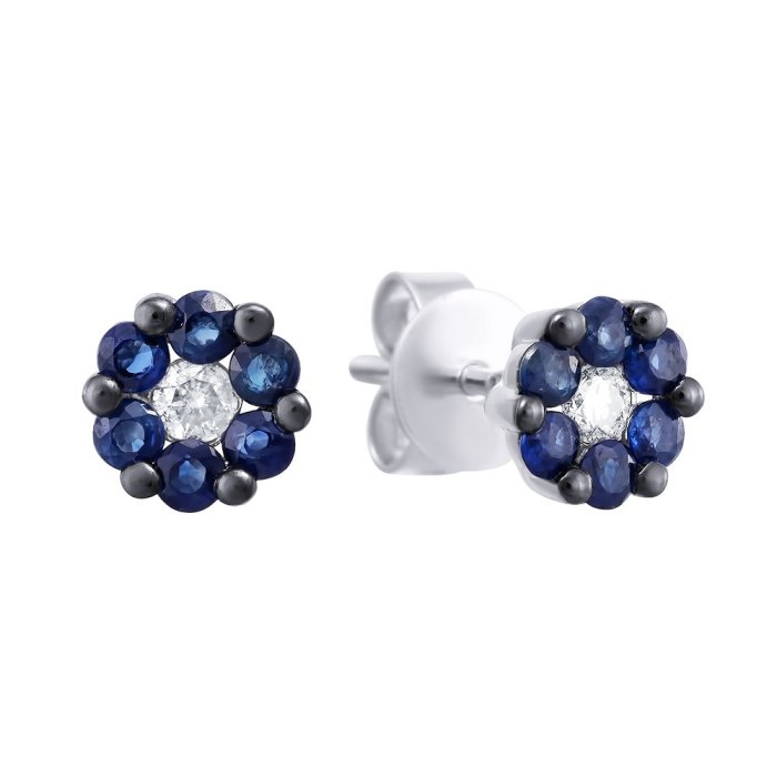 Серьги из белого золота с бриллиантом и сапфиром (Арт.me30424f-50-wd-bs_sr_sa_wg)