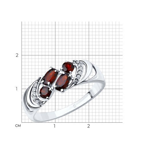Кольцо из серебра с гранатами и фианитами (Арт.92011219)