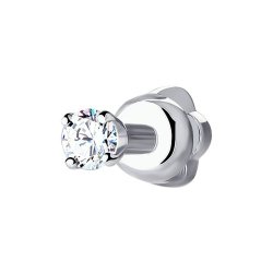 Серьги одиночные из белого золота с бриллиантом (Арт.1170006)