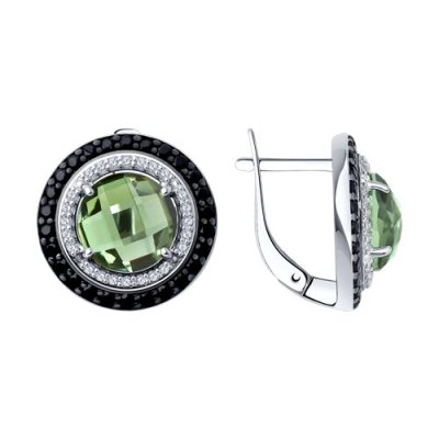 Серьги из серебра с кварцем и фианитами «Изумрудный Шарм» SOKOLOV (арт.92021422)