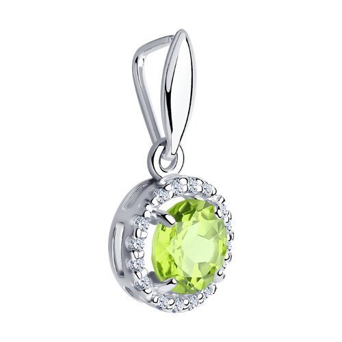 Подвеска из серебра с фианитами и хризолитом (Арт.92030331)