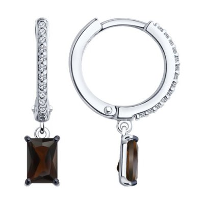 Серьги из серебра с раухтопазами и фианитами (Арт.92022962)