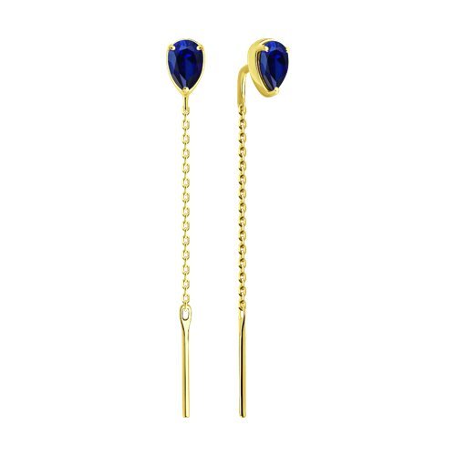 Серьги из желтого золота с сапфирами (Арт.2021302-2)