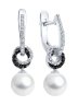 Серьги из серебра с синтетическим жемчугом и фианитами (Арт.94027069)