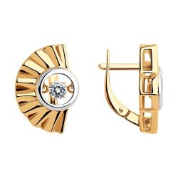 Серьги из золочёного серебра с фианитами (Арт.93-120-01865-1)