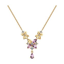 Колье из золочёного серебра с аметистами и фианитами (Арт.93-370-02061-2)