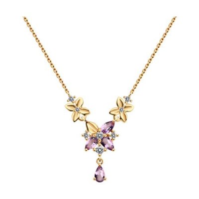 Колье из золочёного серебра с аметистами и фианитами «Лиловый цветень» Соколов (арт.93-370-02061-2)