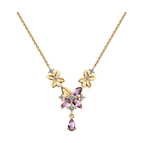 Колье из золочёного серебра с аметистами и фианитами (Арт.93-370-02061-2)