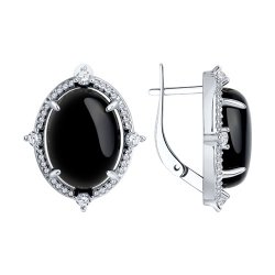 Серьги из серебра с агатами и фианитами (Арт.94-320-00885-1)