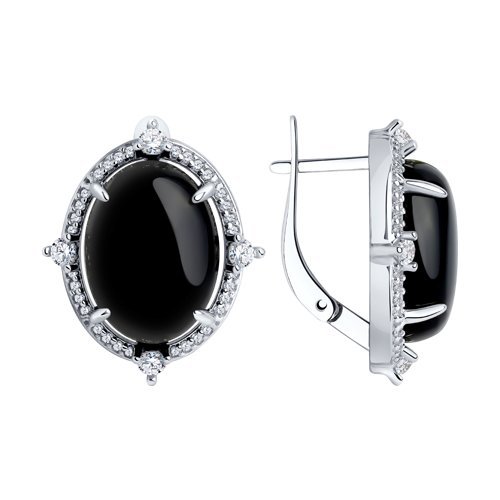 Серьги из серебра с агатами и фианитами (Арт.94-320-00885-1)