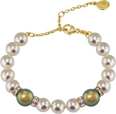 Браслет из серебра с жемчугом и куб. цирконием (Арт.102b-gr5-3-26)