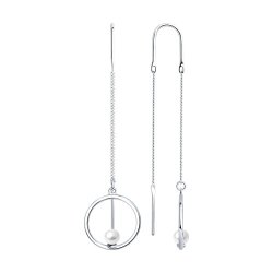 Серьги из серебра с жемчугом (Арт.94026002)