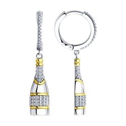 Серьги из золочёного серебра с фианитами (Арт.94026501)