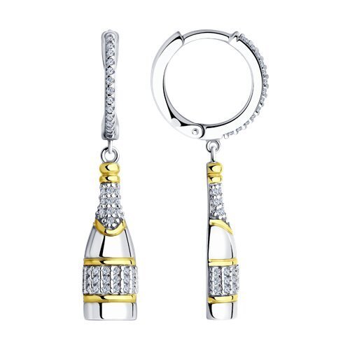 Серьги из золочёного серебра с фианитами (Арт.94026501)