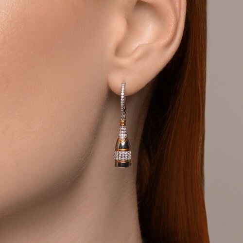 Серьги из серебра 925 с фианитами «Шампань» SOKOLOV (арт.94026501)